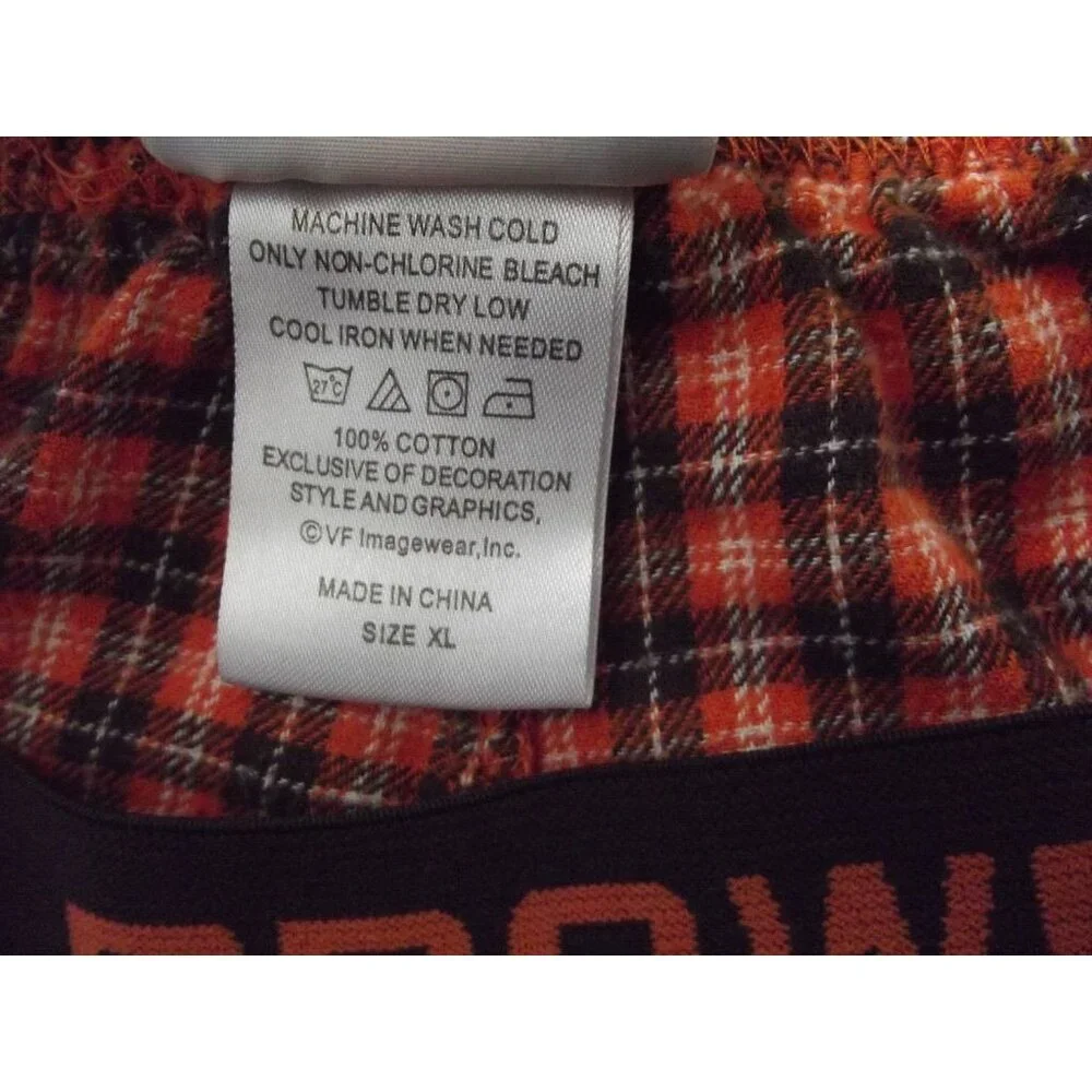NFL Cleveland Browns Pajama Pants Mens XL flannel orange black plaid classic